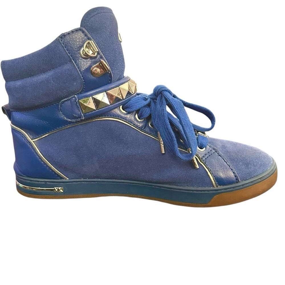 Michael Kors Glam Studded Women's sapphire Suede High Top Sneakers Size 9.5‎ - Picture 6 of 11